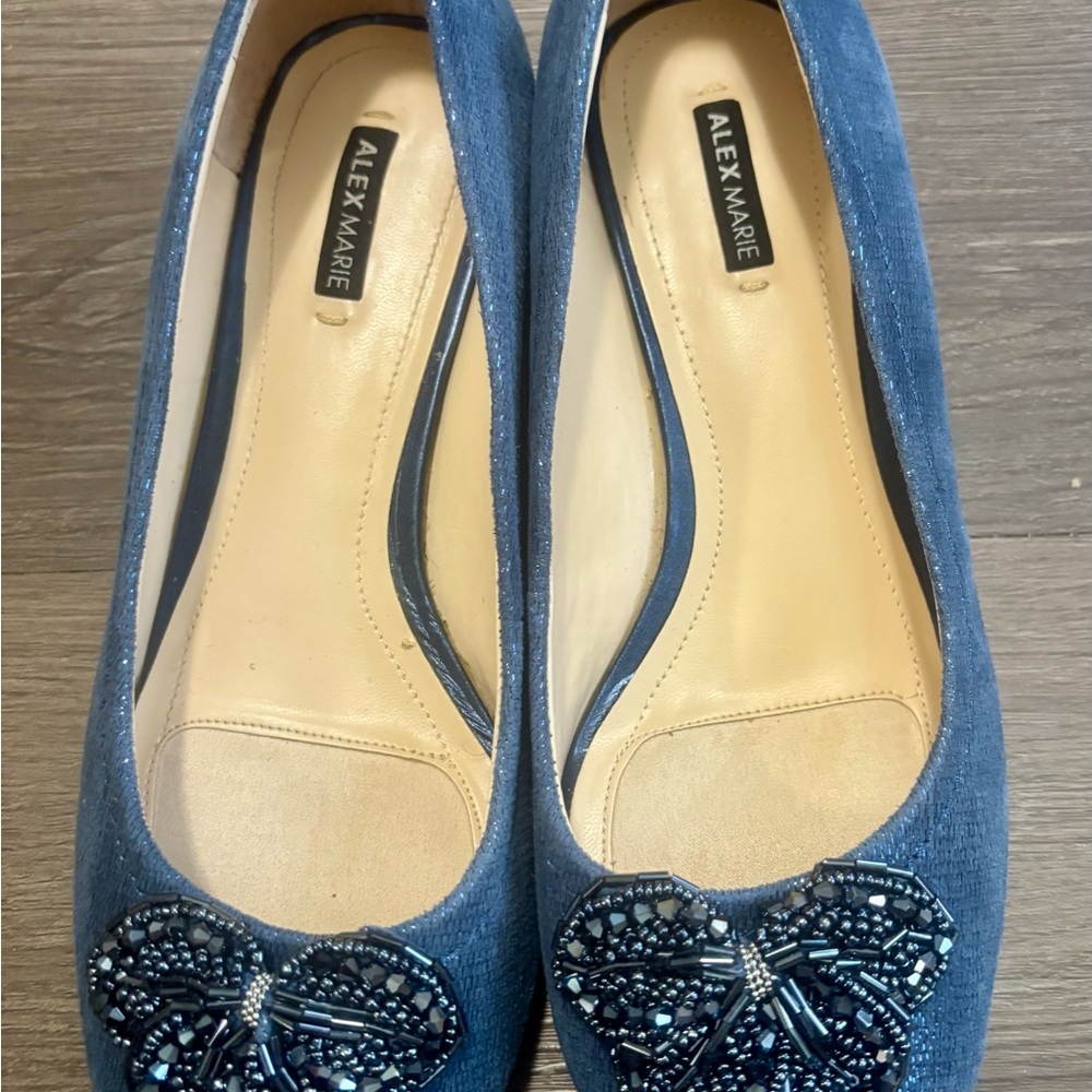 Alex Marie Blue Flats with Embellished Bow